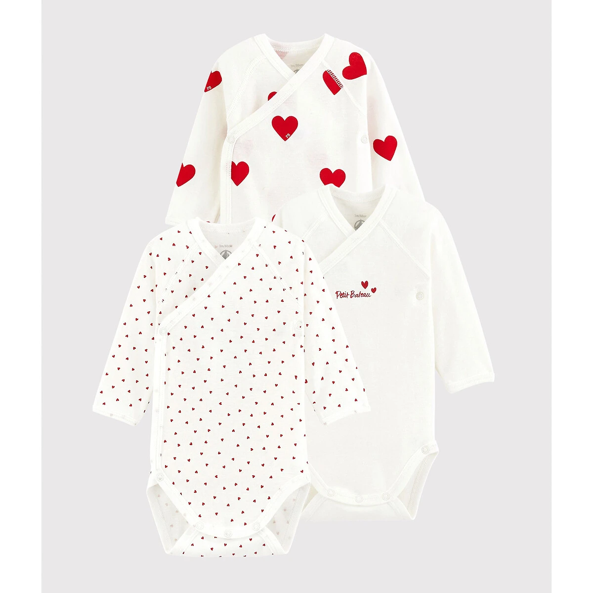 PETIT BATEAU Lot De 3 Bodies Ouverture Croisée 1 PETIT BATEAU Lot De 3 Bodies Ouverture Croisée
