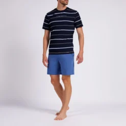 DODO Pyjashort Haut Imprimé Rayé Col Rond