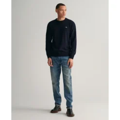 Gant Pull Col Rond En Lambswool -Mode Décontractée 9597c63278d3128a47fed8951769ade2