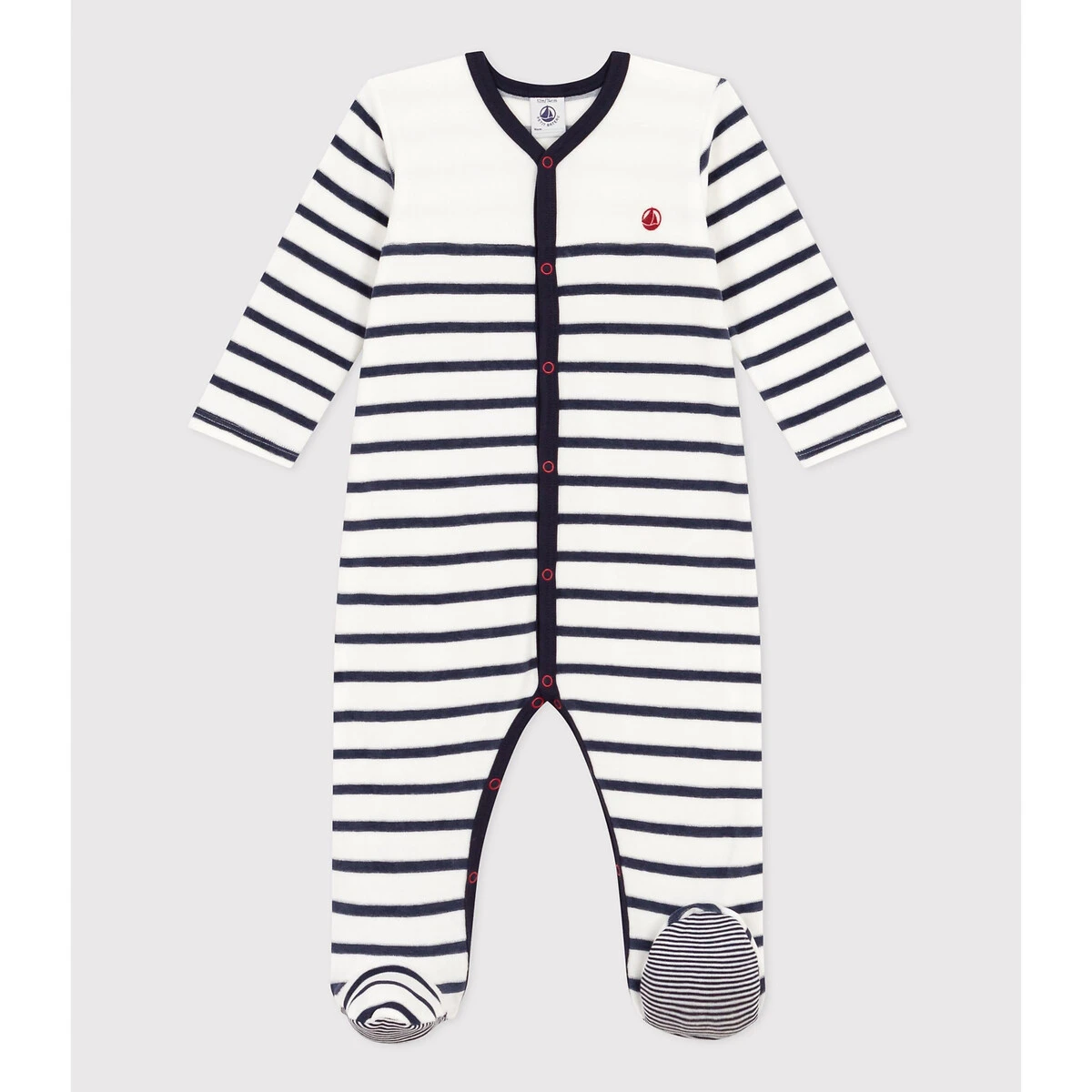 PETIT BATEAU Dors-bien Rayé En Velours 1 PETIT BATEAU Dors-bien Rayé En Velours