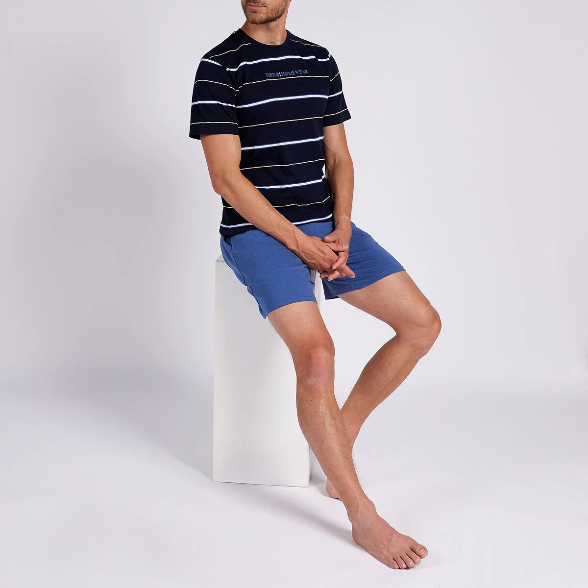 DODO Pyjashort Haut Imprimé Rayé Col Rond 2 DODO Pyjashort Haut Imprimé Rayé Col Rond – Image 2