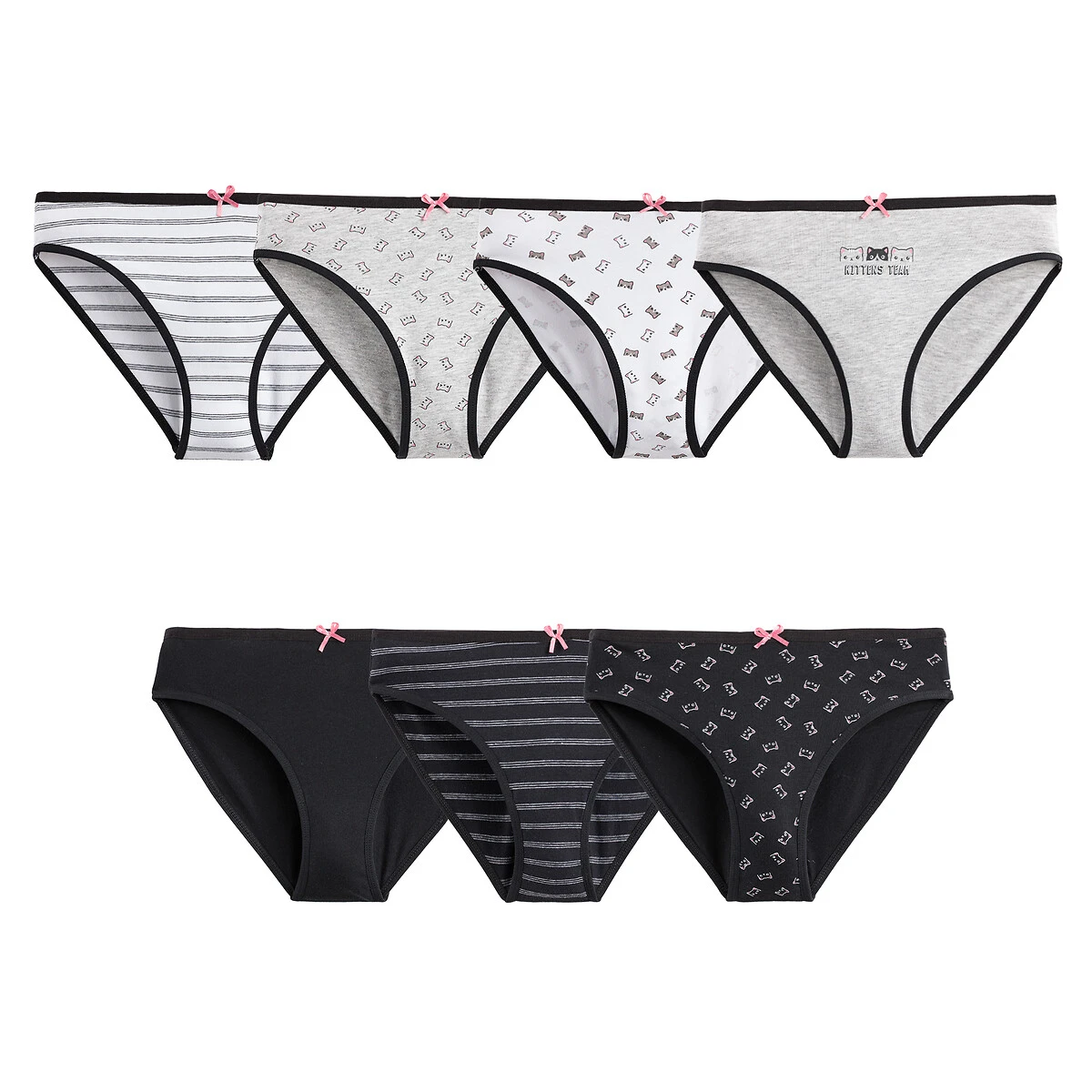 Lot De 7 Culottes Fantaisie, Motifs Chat 1 Lot De 7 Culottes Fantaisie, Motifs Chat