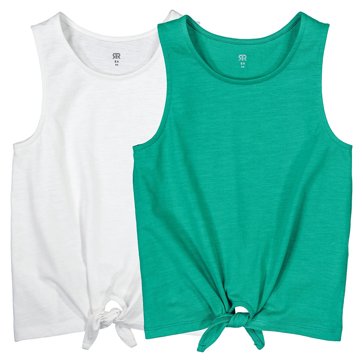 Lot De 2 Débardeurs Avec Noeud Devant 3-12 Ans 1 Lot De 2 Débardeurs Avec Noeud Devant 3-12 Ans