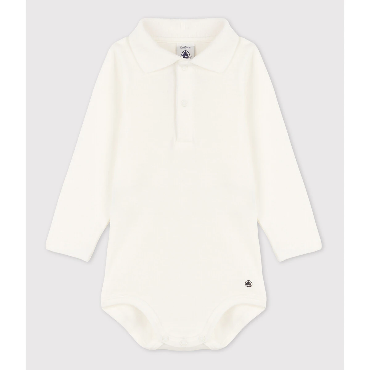 PETIT BATEAU Body Manches Longues Bébé Col Polo En Coton 1 PETIT BATEAU Body Manches Longues Bébé Col Polo En Coton
