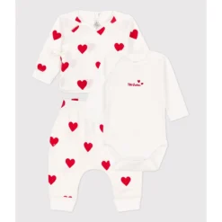 PETIT BATEAU Ensemble 3 Pièces Imprimé Cœurs