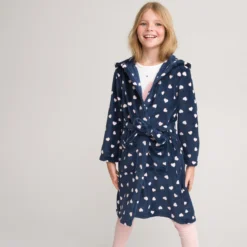 Robe De Chambre à Capuche En Polaire Imprimé Cœur