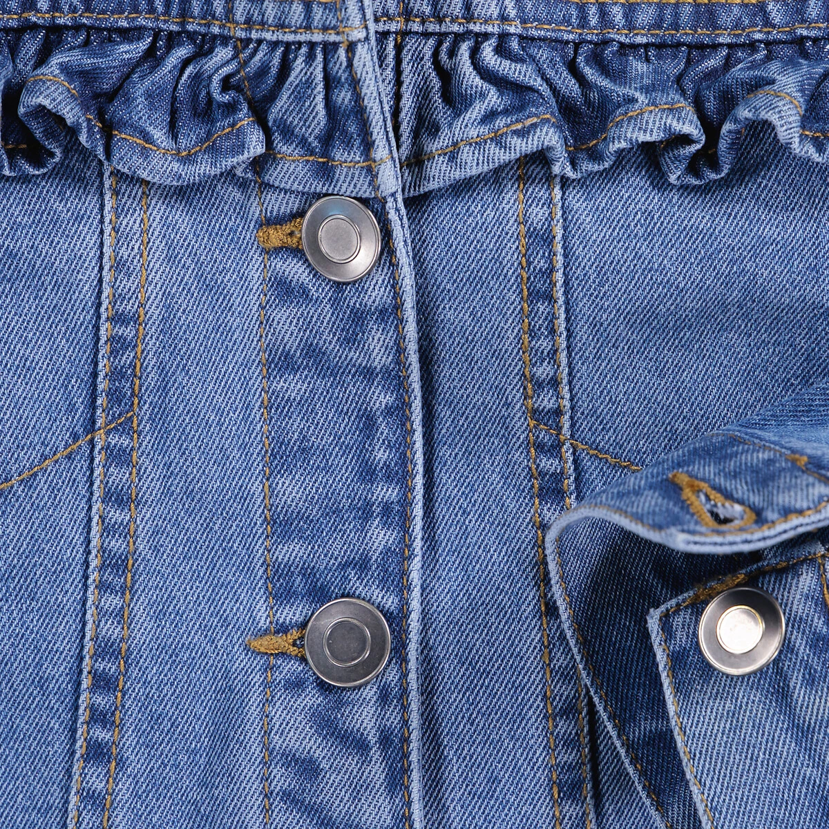 Veste Denim Boutonnée, à Volant 5 Veste Denim Boutonnée, à Volant – Image 5