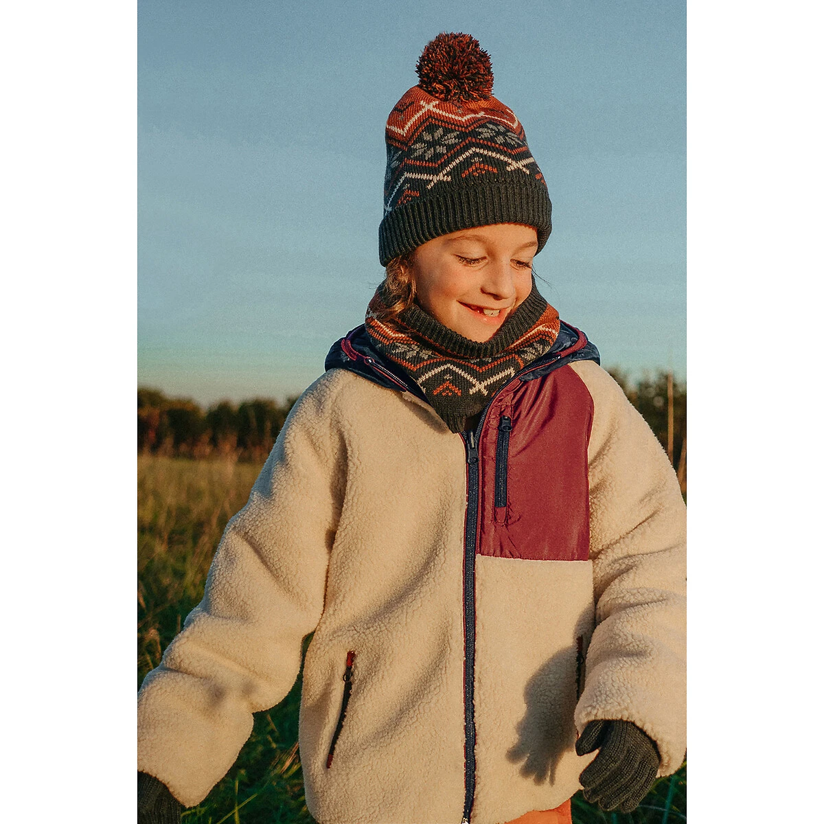 Ensemble 3 Pièces Bonnet à Pompon + Snood + Gants 3 Ensemble 3 Pièces Bonnet à Pompon + Snood + Gants – Image 3