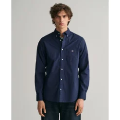 Gant Chemise Droite En Popeline Unie -Mode Décontractée b8de1d576a462e6c477177d6cad3abef