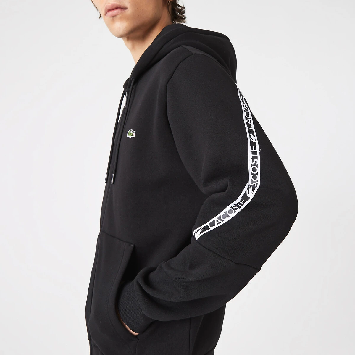 Lacoste Sweat Zippé à Capuche à Bandes Siglées 2 Lacoste Sweat Zippé à Capuche à Bandes Siglées – Image 2