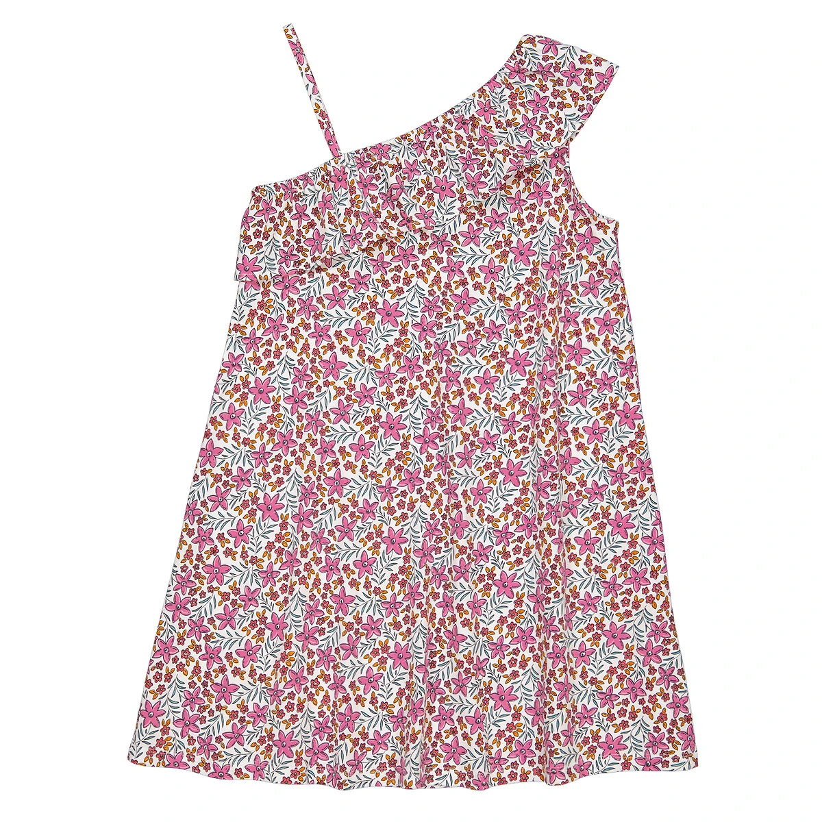 Robe à Encolure Asymétrique, Motif Floral 4 Robe à Encolure Asymétrique, Motif Floral – Image 4