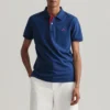 Gant Polo Droit Maille Piquée Col Contrasté