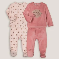 Lot De 2 Pyjamas 2 Pièces En Velours, Motif Koalas