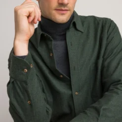 Chemise Droite, Coton Gratté, Col Français