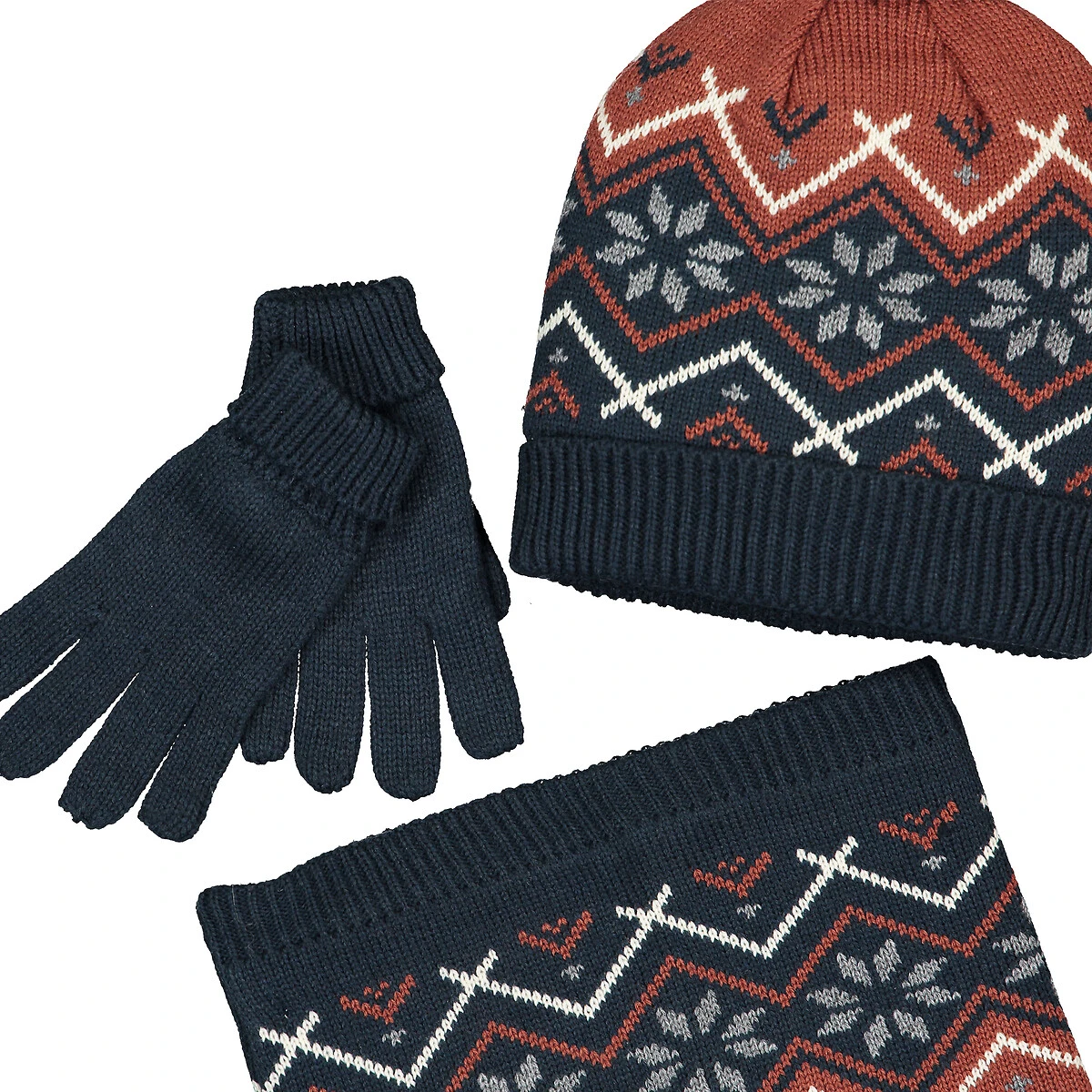 Ensemble 3 Pièces Bonnet à Pompon + Snood + Gants 2 Ensemble 3 Pièces Bonnet à Pompon + Snood + Gants – Image 2