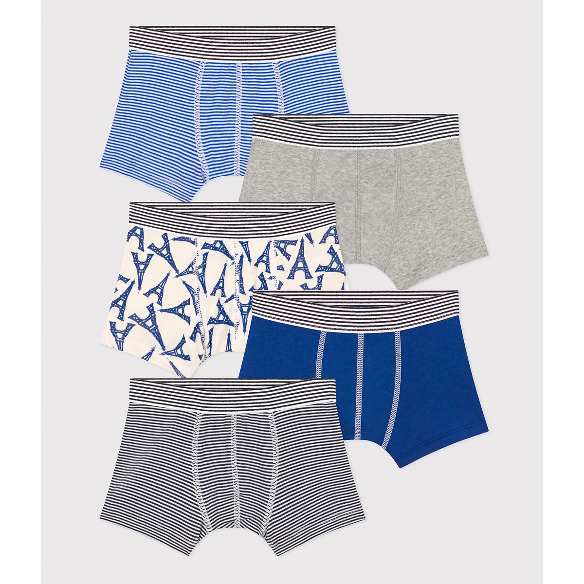 PETIT BATEAU Lot De 5 Boxers En Coton 1 PETIT BATEAU Lot De 5 Boxers En Coton