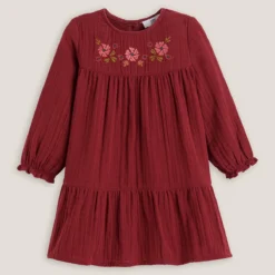 Robe Brodée à Manches Longues, Gaze De Coton 7 Robe Brodée à Manches Longues, Gaze De Coton -Mode Décontractée cf675b908cf738c50fc350366551465a