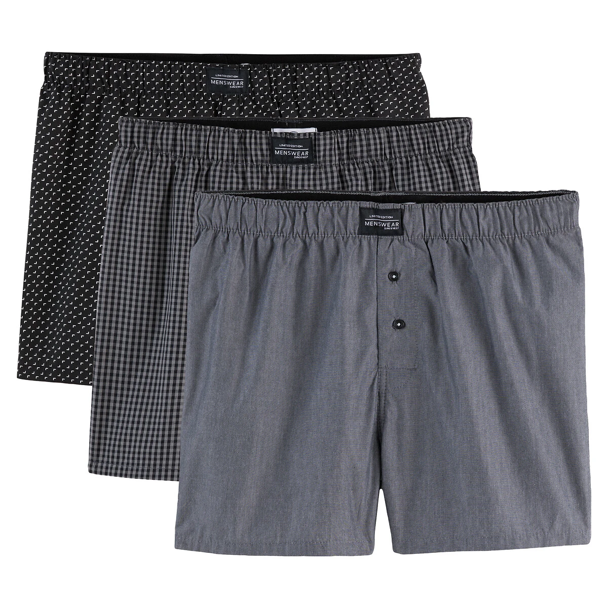 Lot De 3 Caleçons En Popeline 100% Coton Bio 1 Lot De 3 Caleçons En Popeline 100% Coton Bio