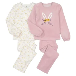 Lot De 2 Pyjamas En Velours Imprimé Lapin