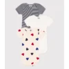 PETIT BATEAU Lot De 3 Bodies Manches Courtes
