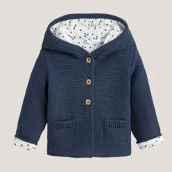 Gilet à Capuche Boutonné Et Doublé, Coton Bio