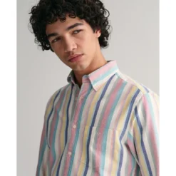 Gant Chemise Droite Rayée Oxford -Mode Décontractée dfed5097ccf97216cc403abf26a83c63