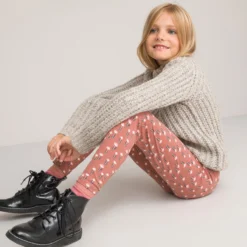 Lot De 2 Leggings, 1 Uni Et 1 Imprimé Fleurs