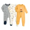 Lot De 3 Pyjamas 1 Pièce Coton Bio
