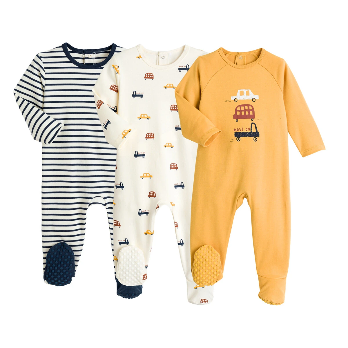 Lot De 3 Pyjamas 1 Pièce Coton Bio 1 Lot De 3 Pyjamas 1 Pièce Coton Bio