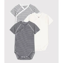 PETIT BATEAU Lot De 3 Bodies Croisés Manches Courtes