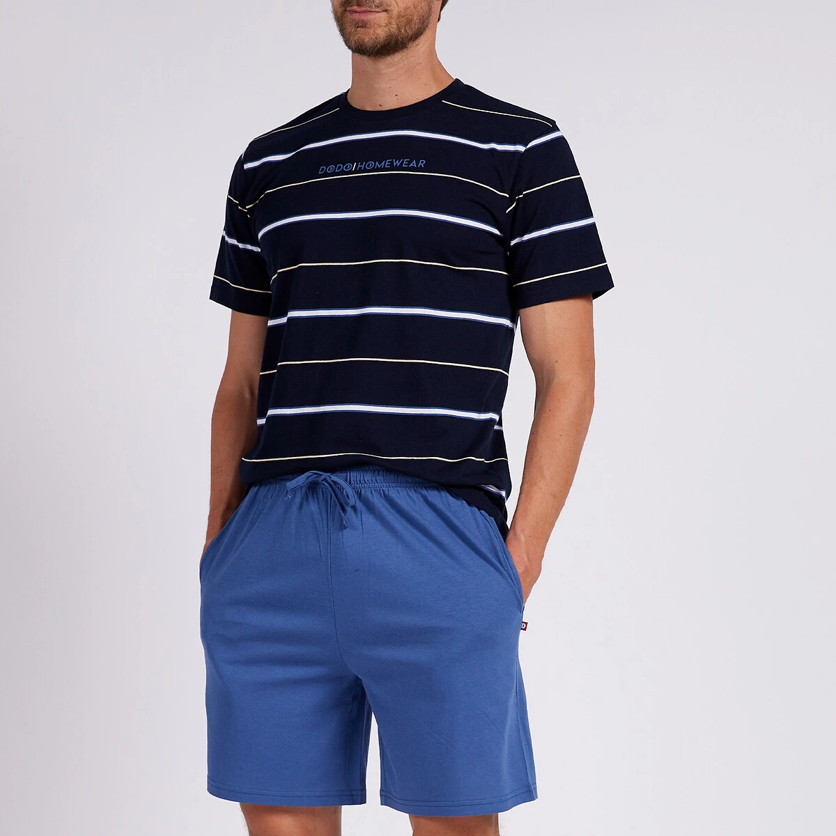 DODO Pyjashort Haut Imprimé Rayé Col Rond 3 DODO Pyjashort Haut Imprimé Rayé Col Rond – Image 3