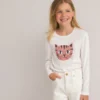 T-shirt Manches Longues, Motif Tête De Chat