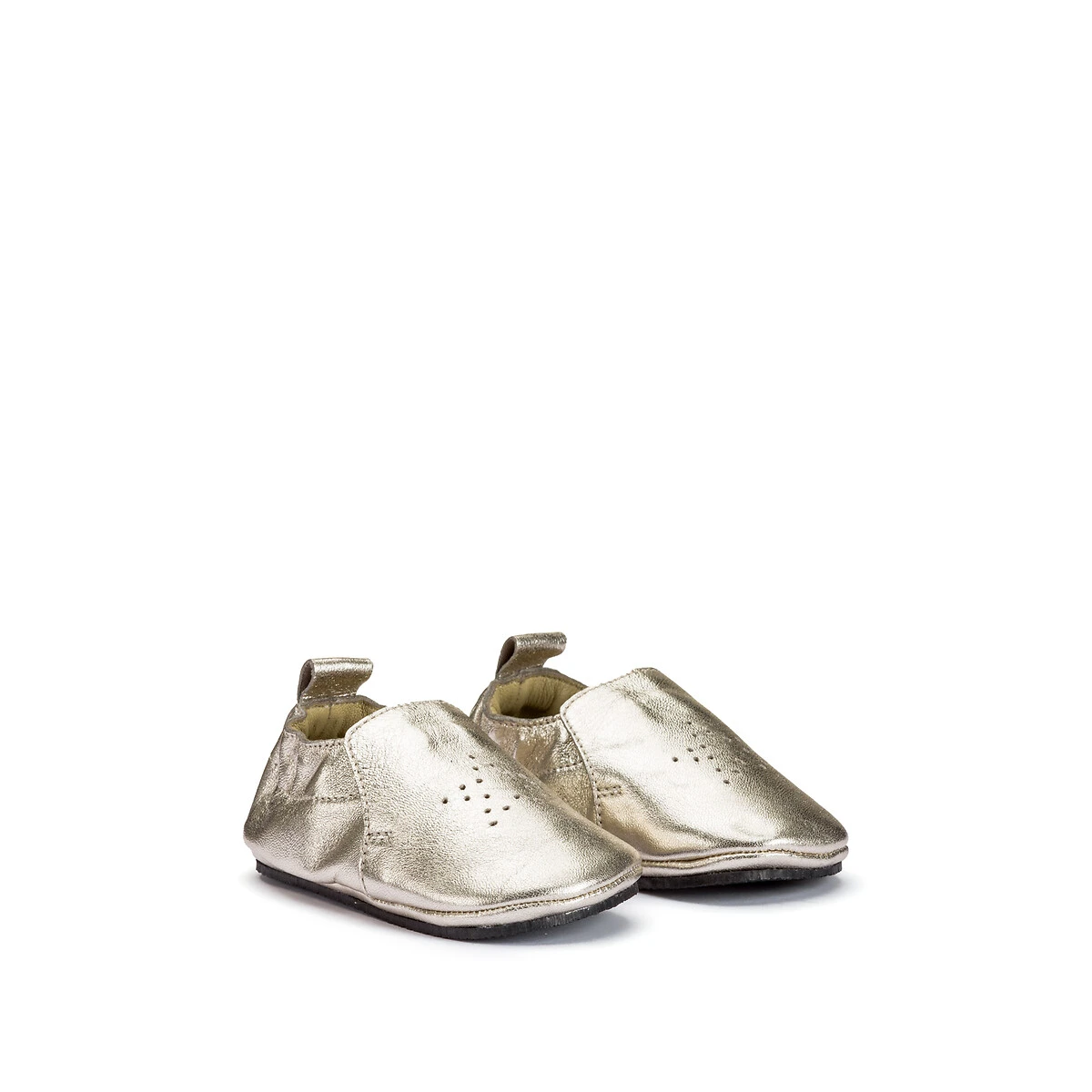 Chaussons Cuir à Enfiler Dorés Motif étoile 3 Chaussons Cuir à Enfiler Dorés Motif étoile – Image 3