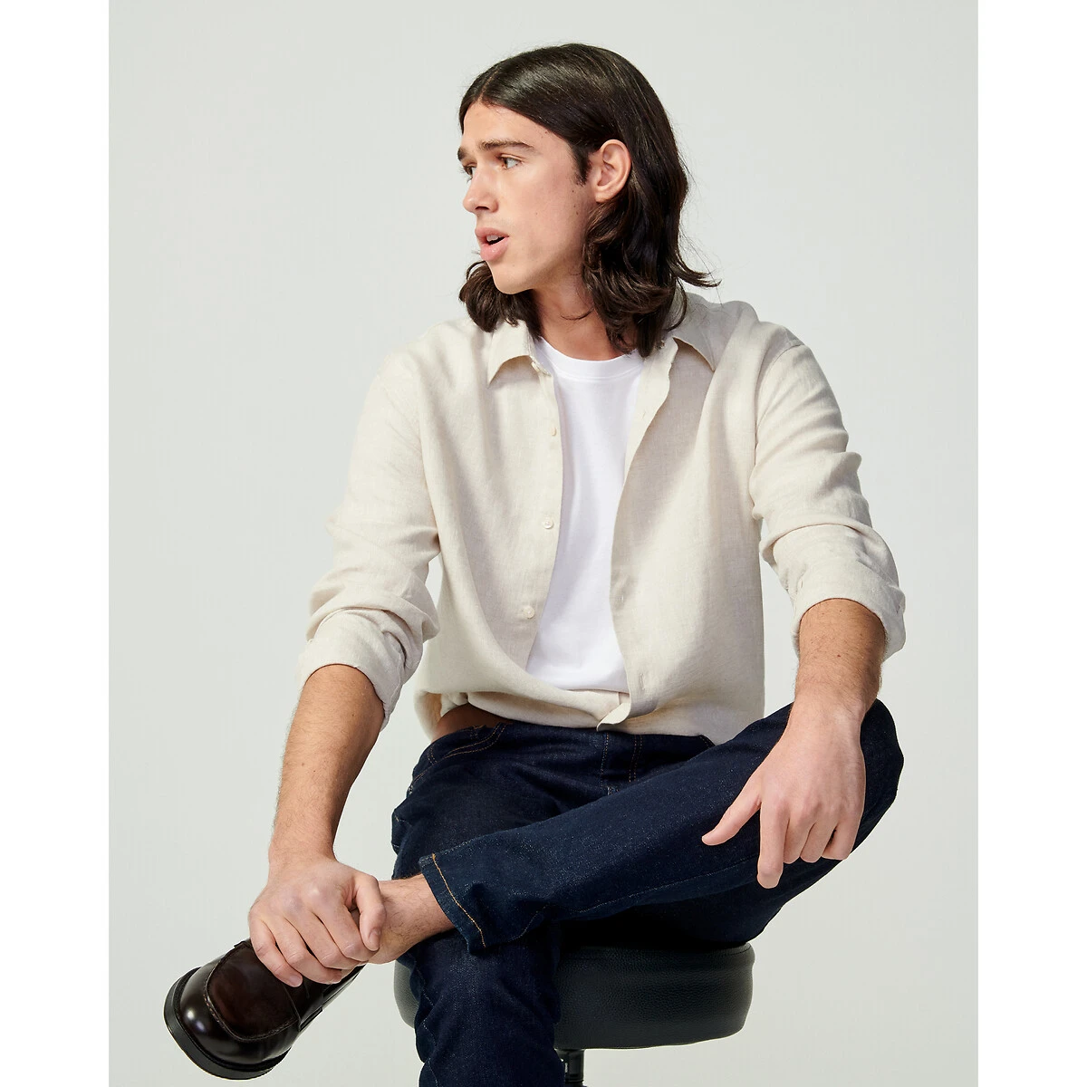 Chemise Droite Signature, Manches Longues, En Lin 6 Chemise Droite Signature, Manches Longues, En Lin – Image 6